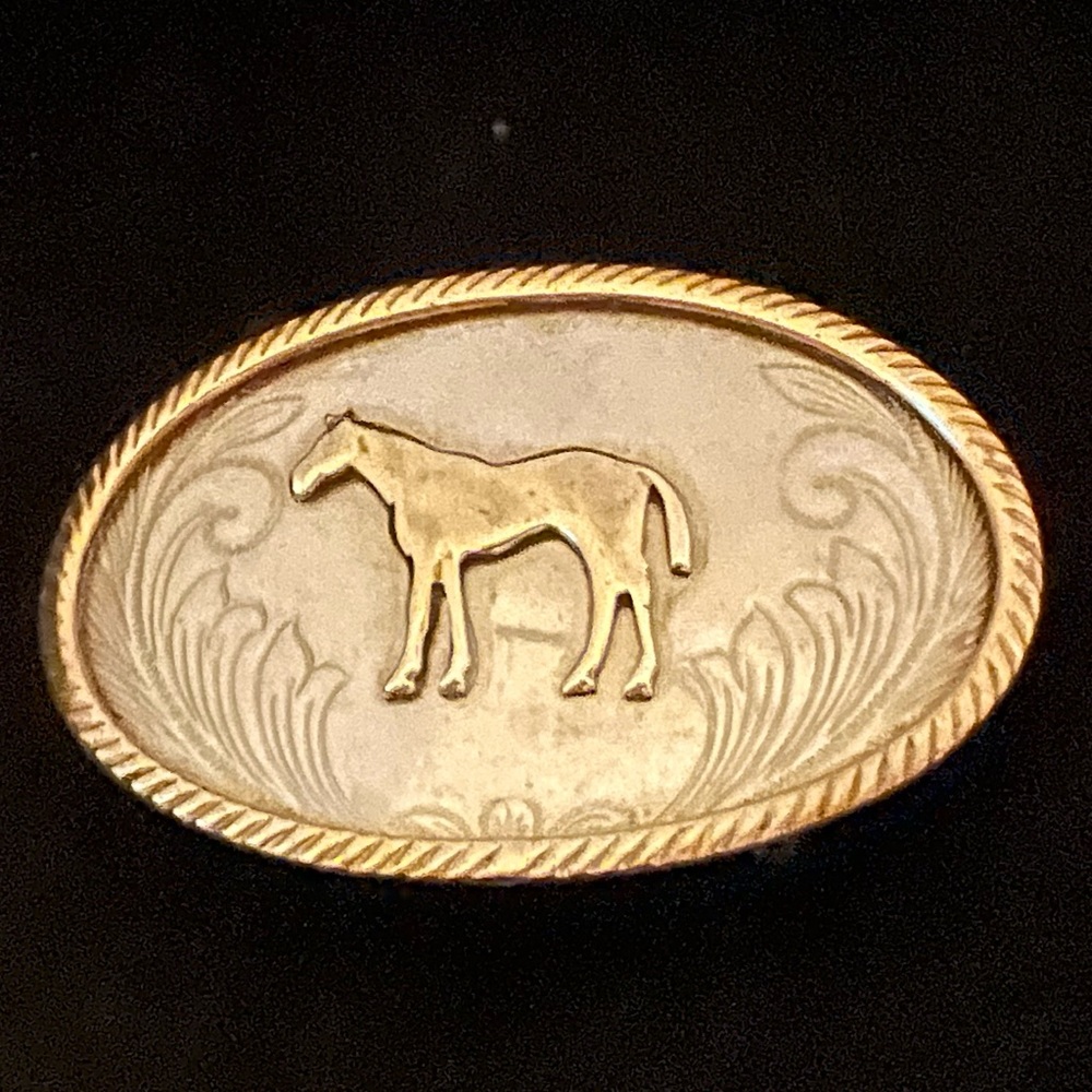 Vintage German Silver Belt Buckle with Horse